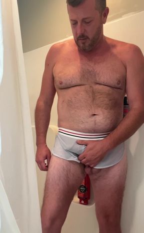 Daddy Getting Wet in Underwear