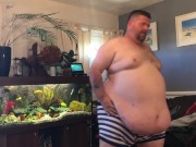 550LBS Superchub trying on tight clothes and belly play