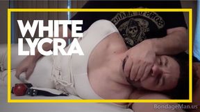 Tonny Tape tied up in white lycra (1080p) Gay Bondage - Gay Domination - Lycra - Ropes - Gagged - Handgag - Ball Gag - BDSM