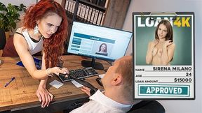 Sirena Milano’s redhead mouth worships Stanley Johnson’s cock on tabletop