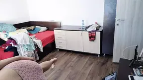 Sexy wife does housework naked. Brunette hairy pussy, big ass, big tits. Sexy mom massages herself with a vibrator.
