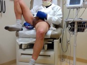 Doctor using Dildo in Exam Room Cums