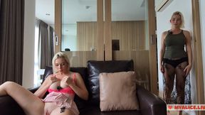 Stepsister masturbation catch; joined in secretly