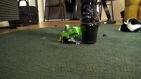 n her red latex dress and patent leather boots, Celina is in the mood for destruction and today.