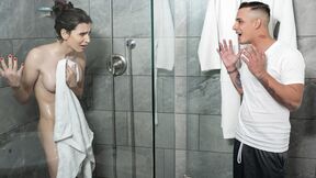 Big Boobed t-girl Korra Del Rio is ravaged in the locker room