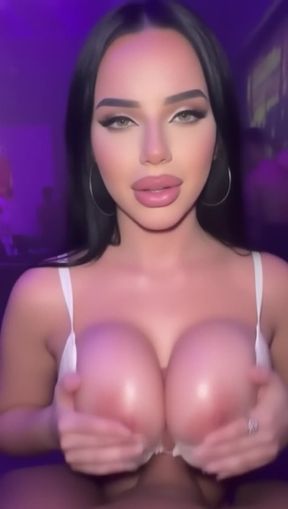 titfuck, a young romanian woman with long, video created by AI