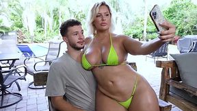 Lustful MILF seduced her stepnephew to have a quick fuck outdoors