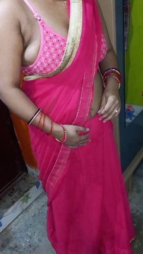 Indian Beautiful Bhabhi in Red Saari Having Sex.