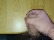 cumshot on table, solo masturbation jackoff