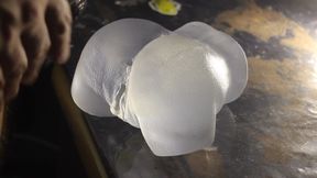 I empty my balls in my transparent dolls