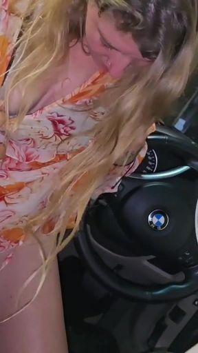 Cute girl showing us how she fucks a car gear shift   Clip 1