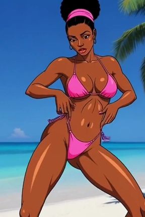 Beach Slutty: Sexy African Girl Enjoys Life on a Paradise Beach and Unexpectedly Meets a Lustful White Guy