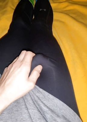 Rubbing One Out in Underarmour Leggings and Socks