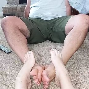 Playing footsie with my girlfriend