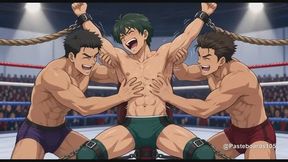 Roped To The Turnbuckle - Bare Hands On A Bound Wrestler's Armpits And Ribs (Anime Bara, 15 Scenes)