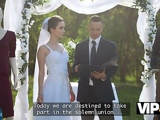 VIP4K. A Young Bride with a Beautiful Body Rides her Husband on their Wedding day