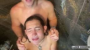 Sizzling Amateur Slut Pounded Rough in Steamy Shower Fuck