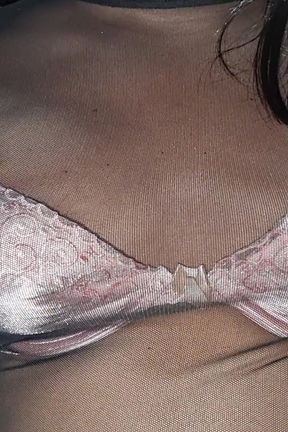 Sexy Vintage Satin and Lace Bra and Sheer Black Dress