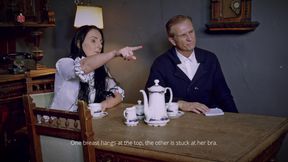 Maid Judith Swings Her Saggy Tits and Gets Spanked for It