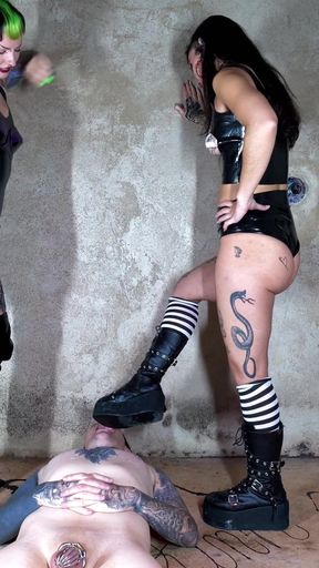 Double Goth Mistress Golder Shower and Piss in Mouth 4K Ft Mistress Poison3d Onirika Maz Morbid