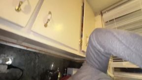 Ebony teen takes multiple big cocks in the kitchen