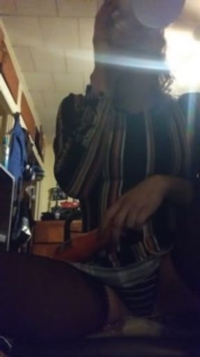 Natural blonde smoke's cigarette and bowls while jamming