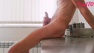 Young teacher after chemistry lesson jerks off a big cock while thinking about her students