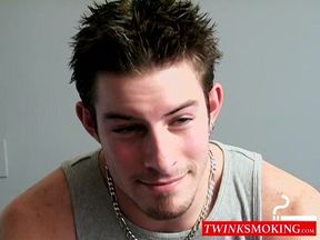 Attractive dude with chained necklace loves to jerk off