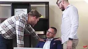 Valentin Petrov, Chad Hammer And Kyle Hart In 3 Way Bareback Office Buddies