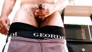 Maszturbáció, spermalövés, faszok, szőrös, kolumbiai, férfi, konyha – nagy faszú amatőr srácok seggbedugás