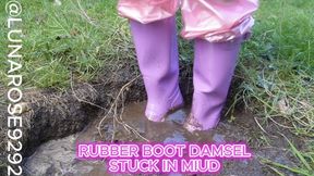 Damsel Rubber Boot Damsel stuck in the mud! Watch me get stuck in the mud! Will I make it out or have to abandon my boots! (Fun fact right after filming this I fell and tore my calf muscle lol)
