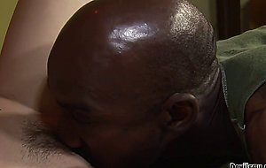 Blonde Melanie Jayne gives black schlong a try