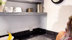 Blonde and Black Hair Lesbian Girls Caught Licking and Let Old Guy Join in FFM 3some