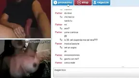 Tanned beauty watches giant rod on webcam