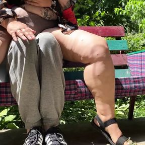 Mother in law with great ass masturbates and pisses on her son in law outdoors