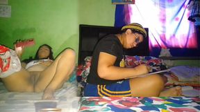 Stepsis playing homework while I fuck my huge pussy&#x270C;
