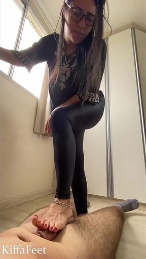 Goddess Kiffa in Sexy Black Legging Pants Ballbusting and Cock Crush with No Mercy with Post Orgasm Torment CBT 6