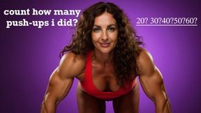 strong woman doing push-ups naked