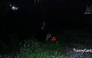 Tranny cummed solo after good fuck