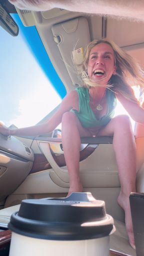 Peeing through the window of a moving car