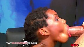 Young ebony babe Zara gets fucked by two guys