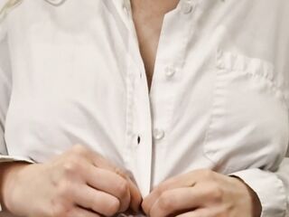 I Actually Need This Job… Unbuttoning My White Shirt Showing Large Bazookas & Hard Nipps in job interview
