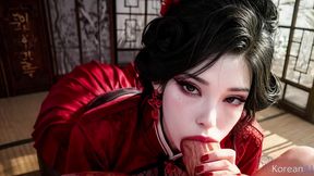 horny asian girl deepthroats thick cock to the balls [ai]