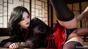horny asian girl deepthroats thick cock to the balls [ai]