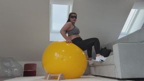Ride exercise ball with push-up bars