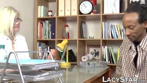 Doctor GILF with big tits impaled deep on hard black dick