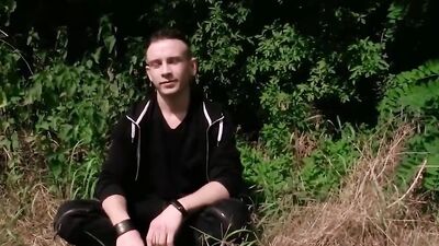 Czech twink gives some ass in the woods to get some cash