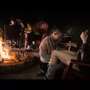 Campfire blowjob with smores and harp music