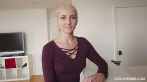 Beautiful blonde stepsis takes a deep dicking