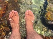 Jacking off my worn out sore feet when I came face 2 face with a shark! - Manlyfoot roadtrip